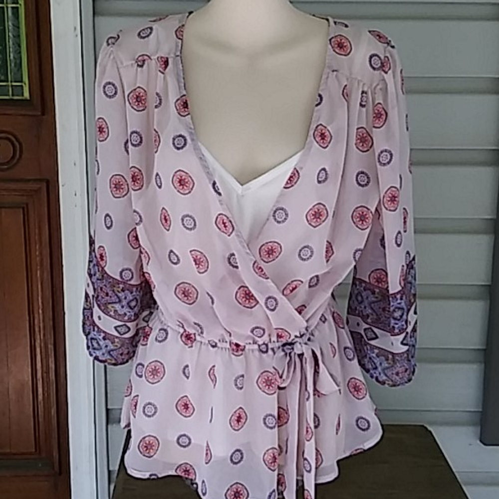 Maurice's Sheer Border Print Boho Top